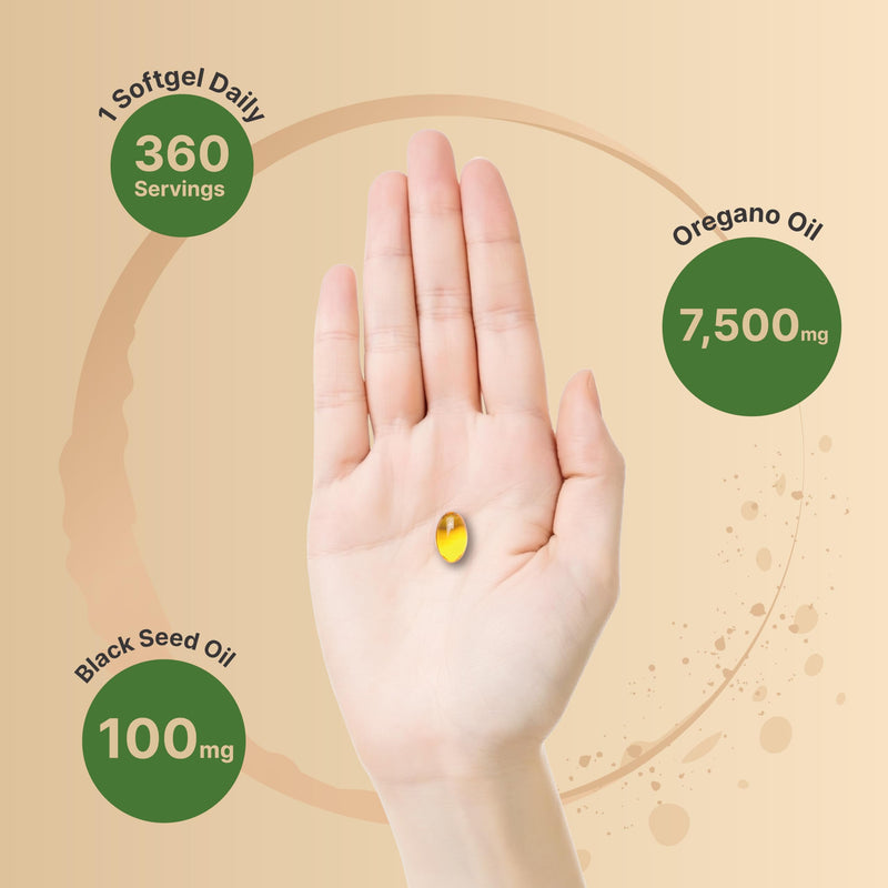 NatureBell Oregano Oil 7,500mg with Black Seed Oil | 360 Softgels | Immune Health | Non-GMO