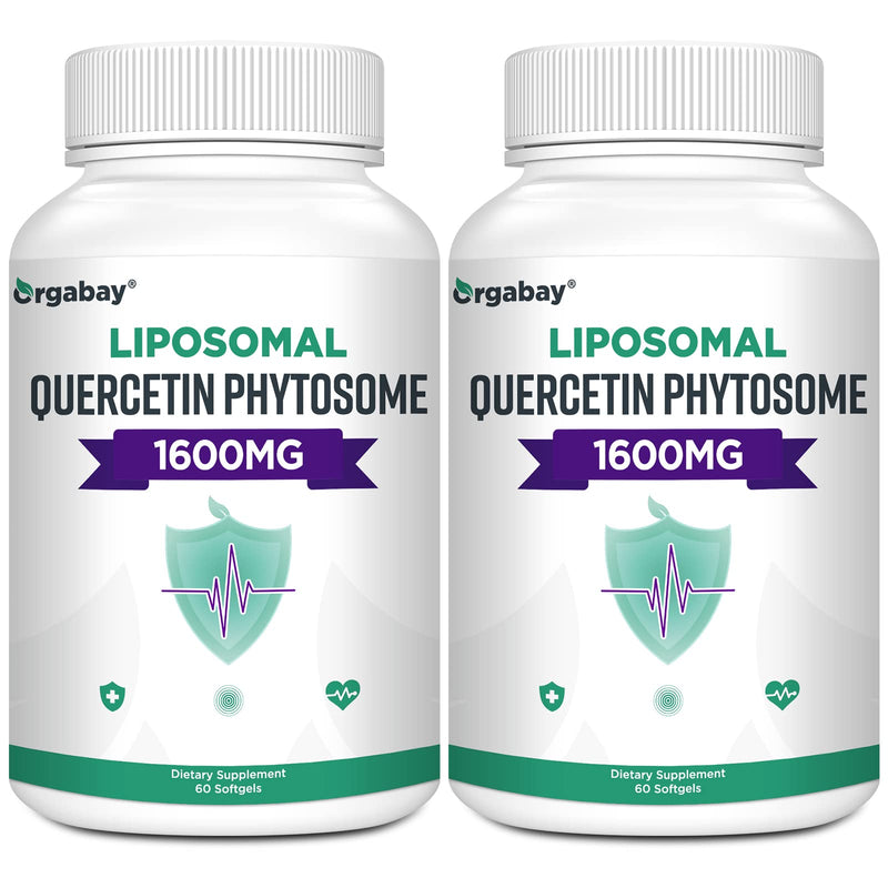 Orgabay Liposomal Quercetin Phytosome 1600 mg - Bromelain 200 mg, Zinc 30 mg, Vitamin C, Turmeric 40 mg | 60 Softgels | Highest Absorption Quercetin Complex