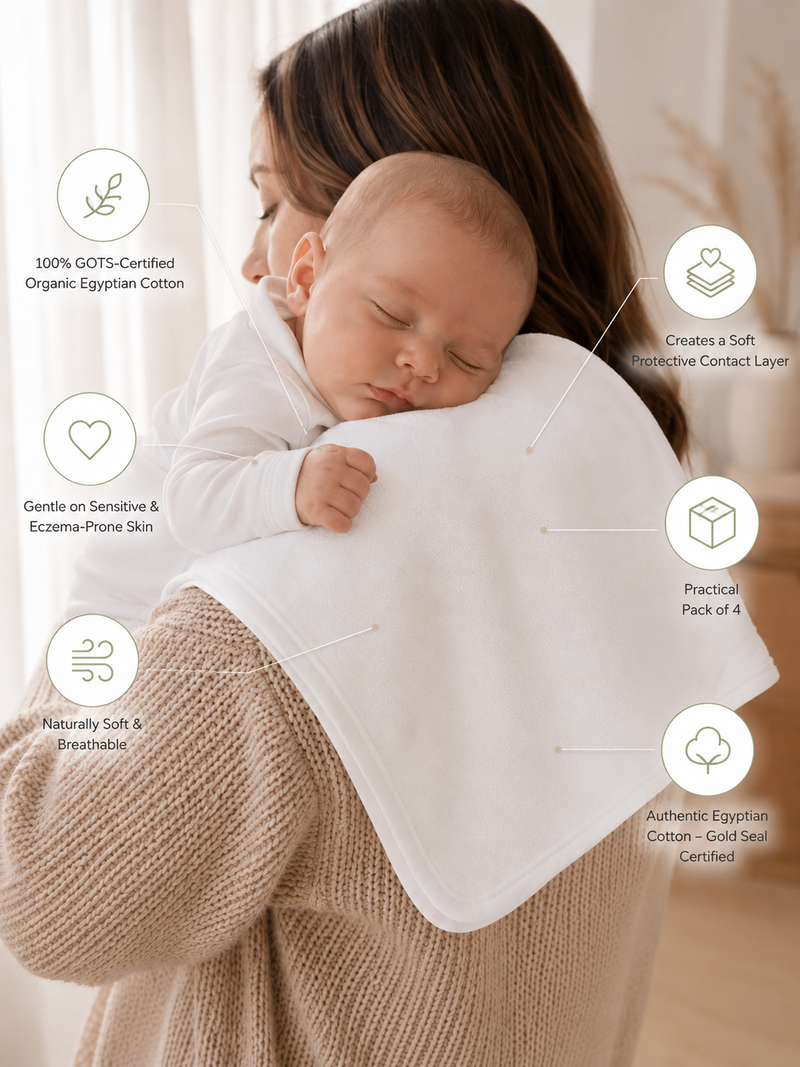 White Organic Burp Cloths - Pack of 4