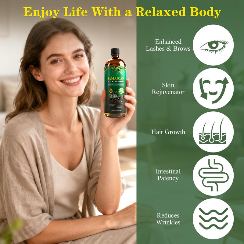 42 Pcs Castor Oil Pack Wrap Set with Organic Cold-Pressed Castor Oil – 6.76 oz Glass Bottle