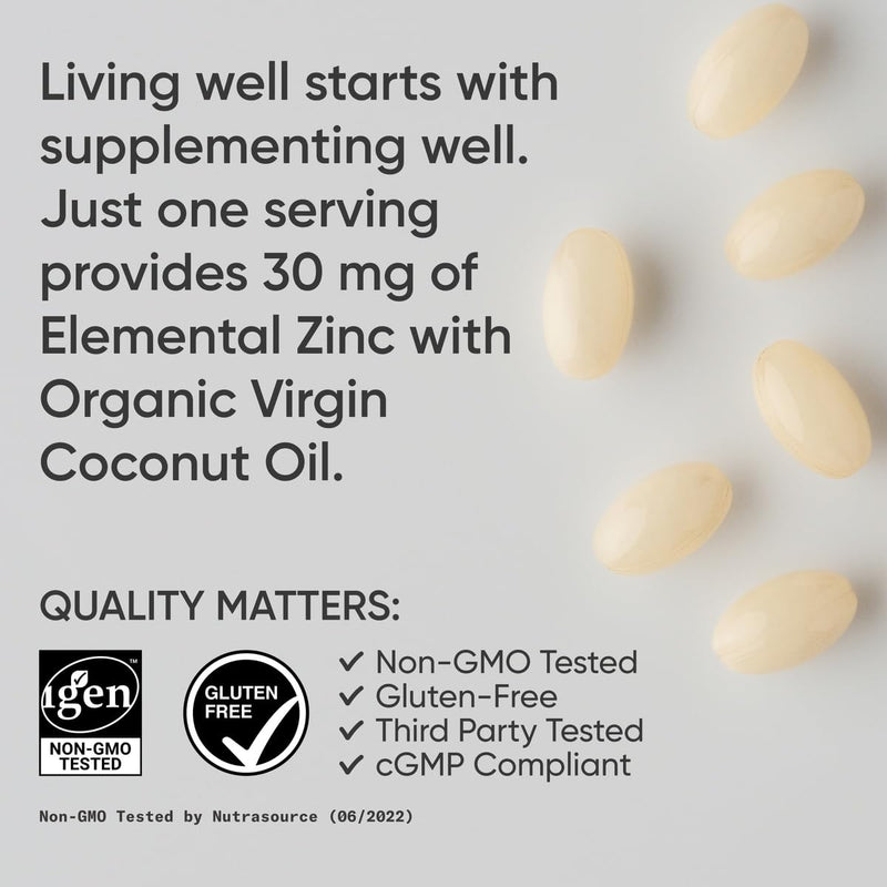 Sports Research Zinc Picolinate 30mg with Organic Coconut Oil - 180 Softgels