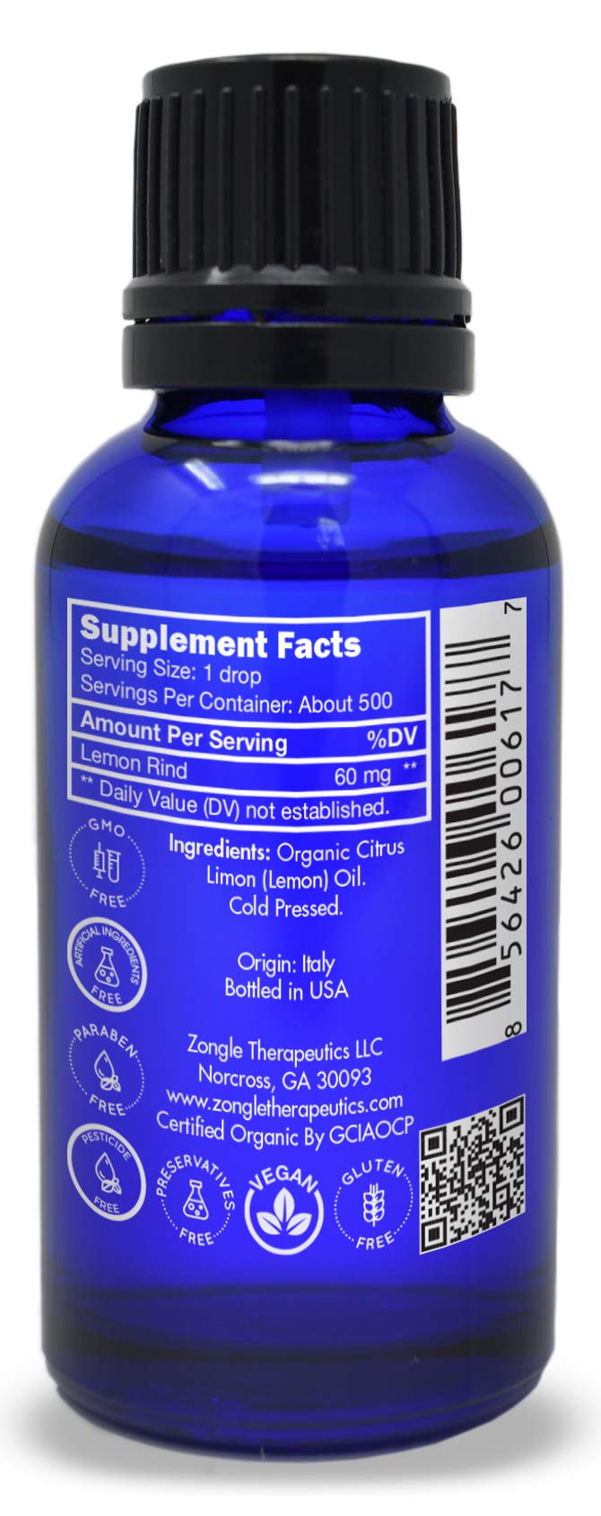 Organic Lemon Essential Oil – 100% Pure, Food Grade, 1 oz | Zongle Therapeutics