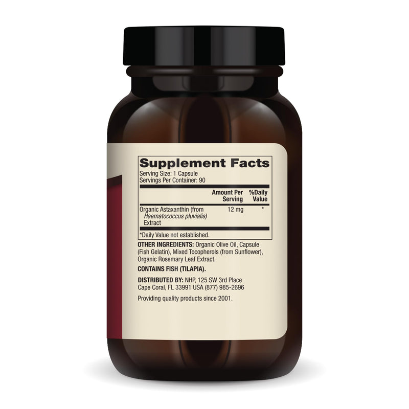 Dr. Mercola Organic Astaxanthin 12 mg – 90 Capsules | Organic Microalgae Extract, Non-GMO, Gluten-Free, Soy-Free