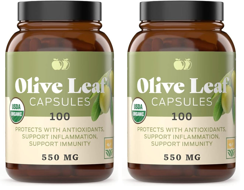 Complete Natural Products Organic Olive Leaf Capsules - 550mg, 100 Count, 1100mg per Serving (Pack of 2)