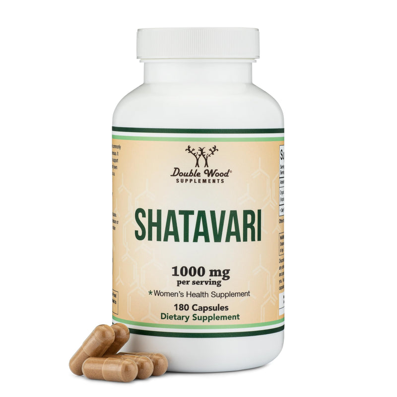 Organic Shatavari Capsules - 1000mg per Serving, 90 Day Supply | Double Wood