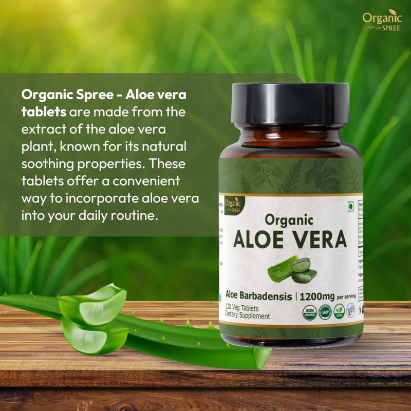 Organic Spree Aloe Vera Tablets | USDA Organic Aloe Barbadensis | Supports Digestion & Skin Health