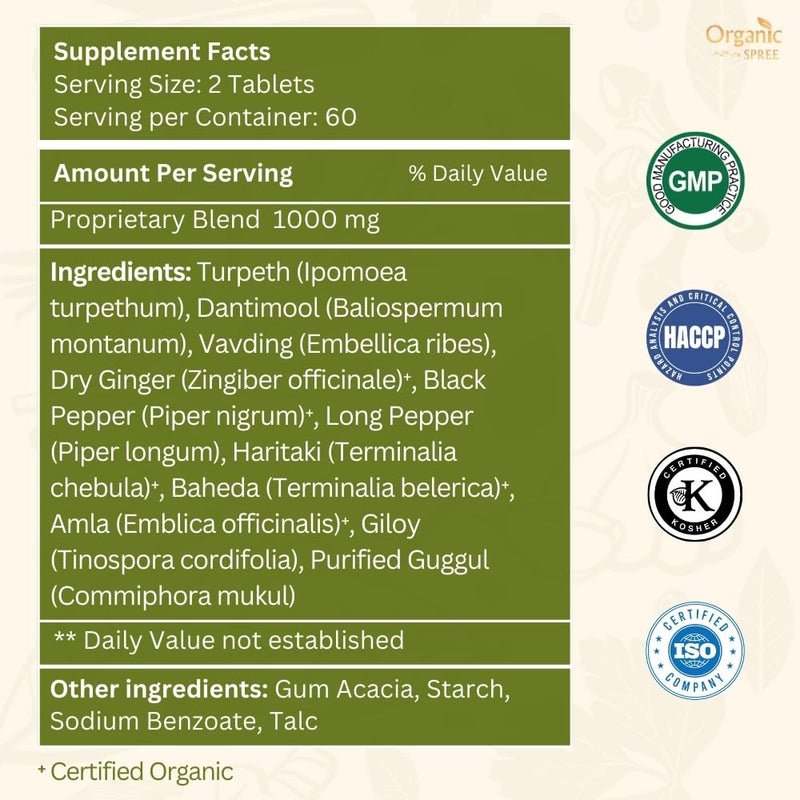 ORGANIC SPREE Kaishor Guggulu 120 Tablets – Supports Healthy Joints, Ayurvedic Formulation, Certified Vegetarian