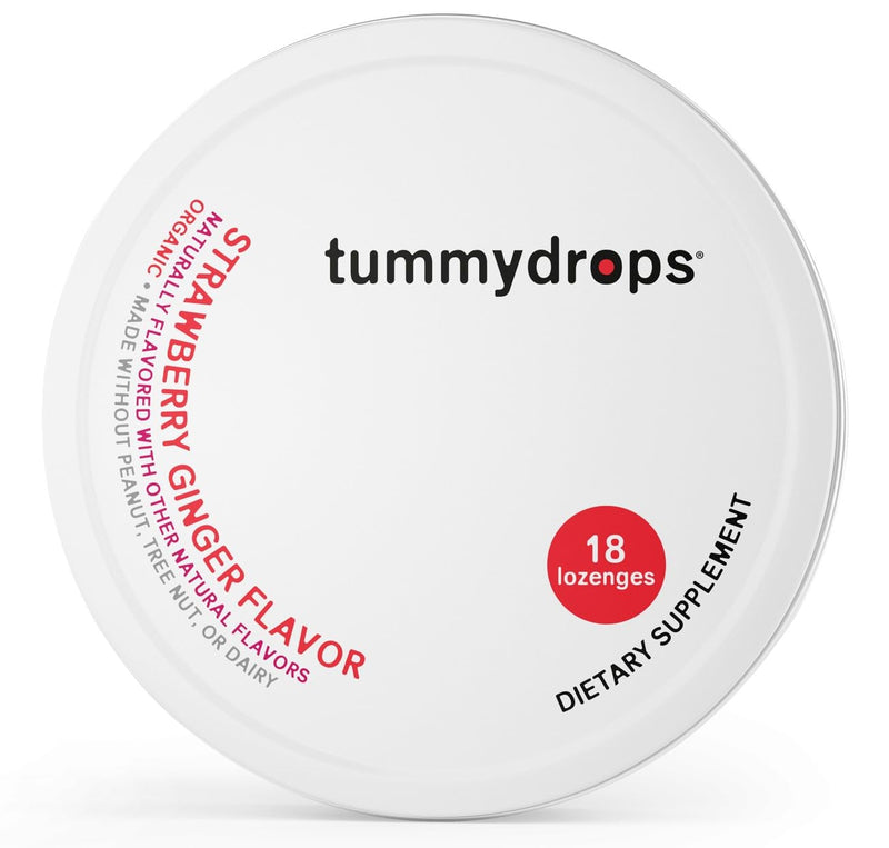 Organic Fresh Strawberry Ginger Tummydrops (Pack of 3 Tins, 54 Lozenges) – Gluten Free & Vegan