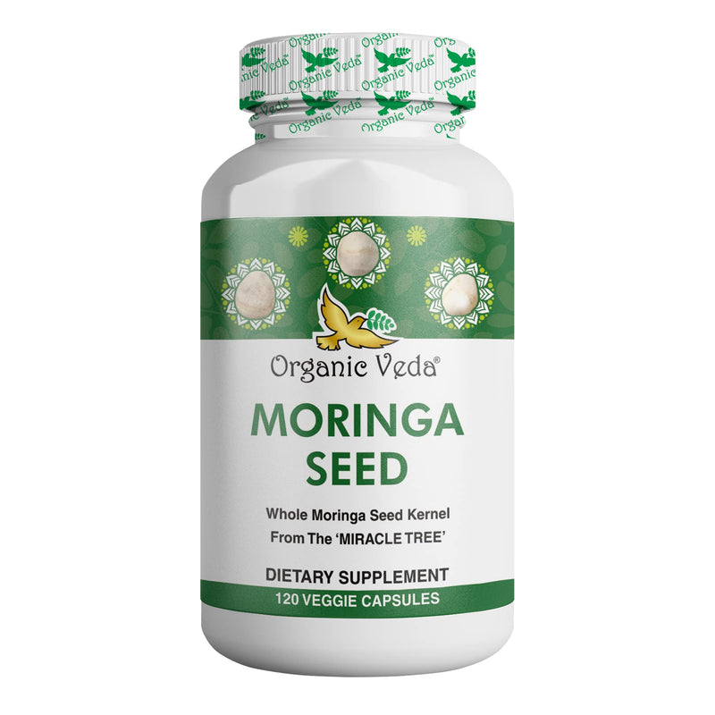 Organic Veda Moringa Seed Capsules – 1000 mg Moringa Seed Powder & Oil, 120 ct