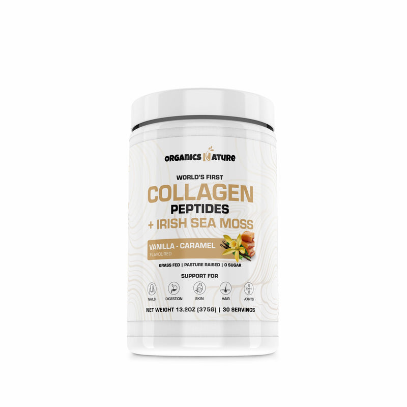 Organics Nature Vanilla Caramel Collagen Peptides with Irish Sea Moss – Organic, Non-GMO (380g)