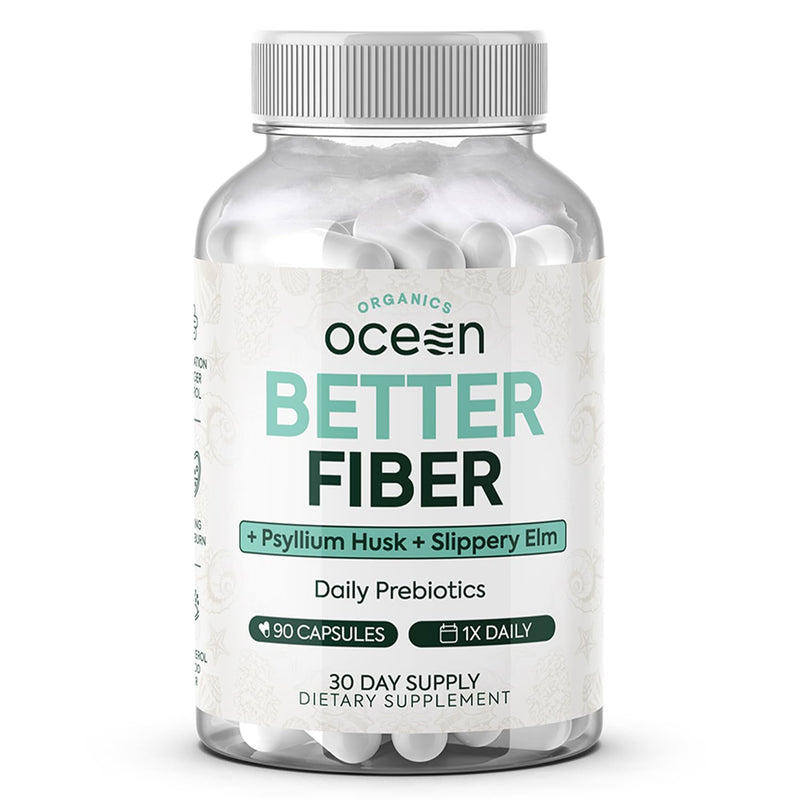 Organics Ocean Better Fiber - Daily Fiber Supplement for Softer Stool - 90 Capsules