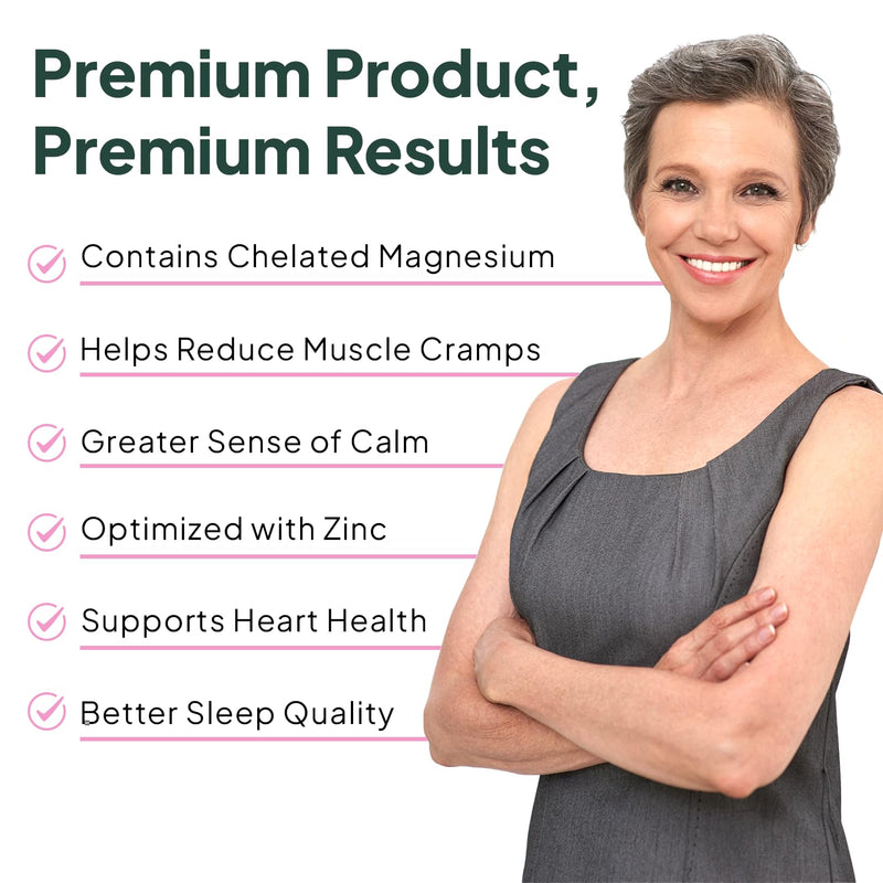 Organics Ocean Magnesium Glycinate with Zinc – Maximum Strength Chelated Magnesium for Sleep Support, Muscle Cramps & Heart Health – 3 Bottles