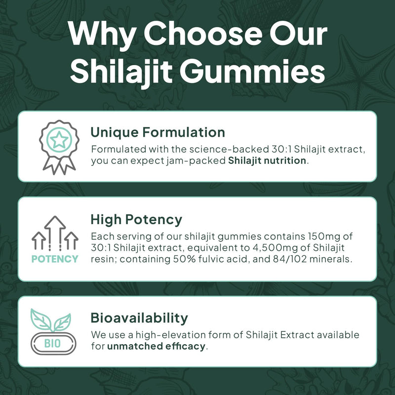 Organics Ocean Shilajit Gummies – Energy, Hormone Support & Skin Health (60 Gummies)