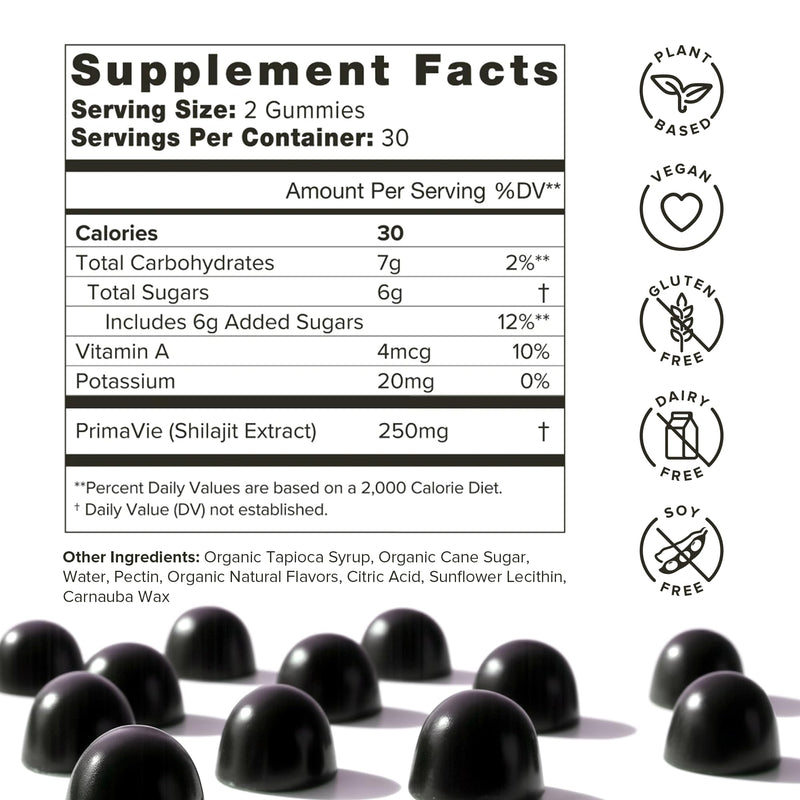 Organifi Shilajit Gummies – Himalayan PrimaVie Shilajit, 60 Count
