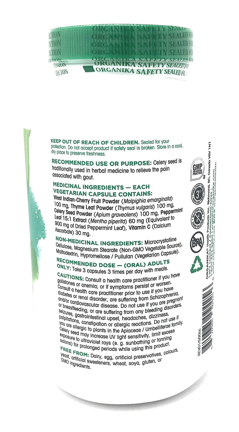 Organika Goutrin 270 Vegetarian Capsules - Natural Uric Acid Support