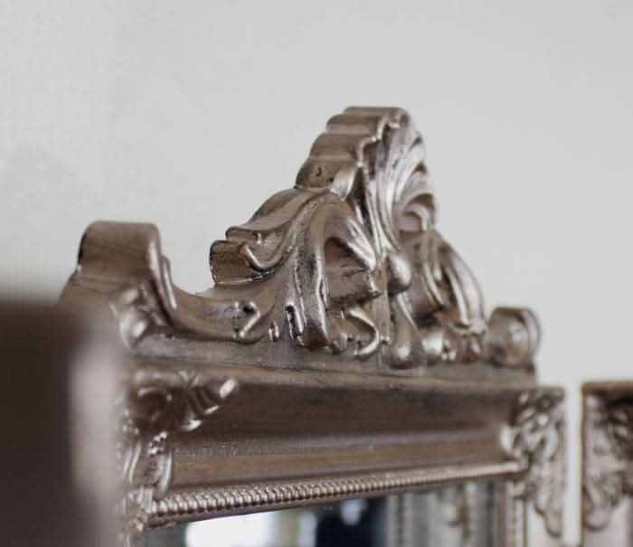 Silver Tri-Fold Dressing Table Mirror Ornate Freestanding Vanity