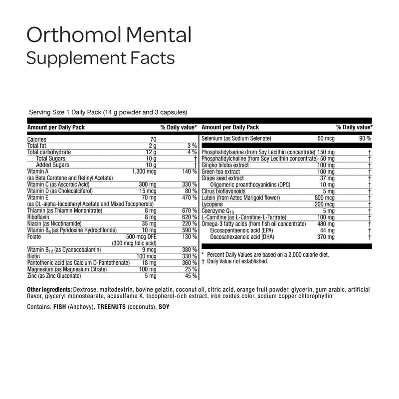 Orthomol Mental — Premium Brain Nutrients for Focus & Energy | 30-Day Supply