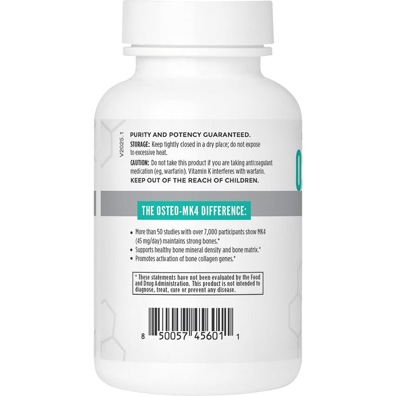 Osteo-MK4 Bone Support - Vitamin D & K Complex, 60 Veggie Capsules | NBI