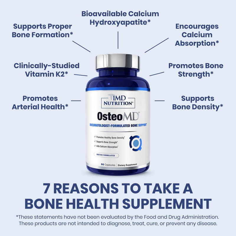 1MD Nutrition OsteoMD – Comprehensive Bone Health Support with Vitamin D3, K2 (MenaQ7) & Hydroxyapatite
