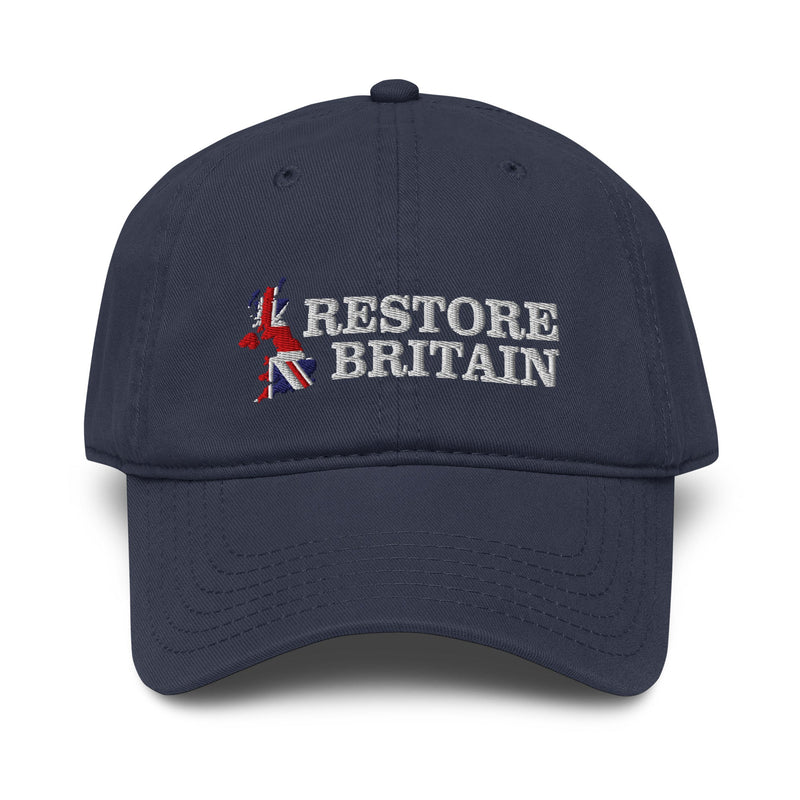 Restore Britain Cap - Navy Embroidered British Flag Politics Party Hat UK