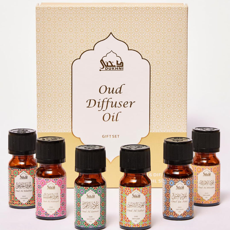 Oud Diffuser Oil Gift Set – 6 x 10ml | Pure Halal Oudh Oils | Dukhni