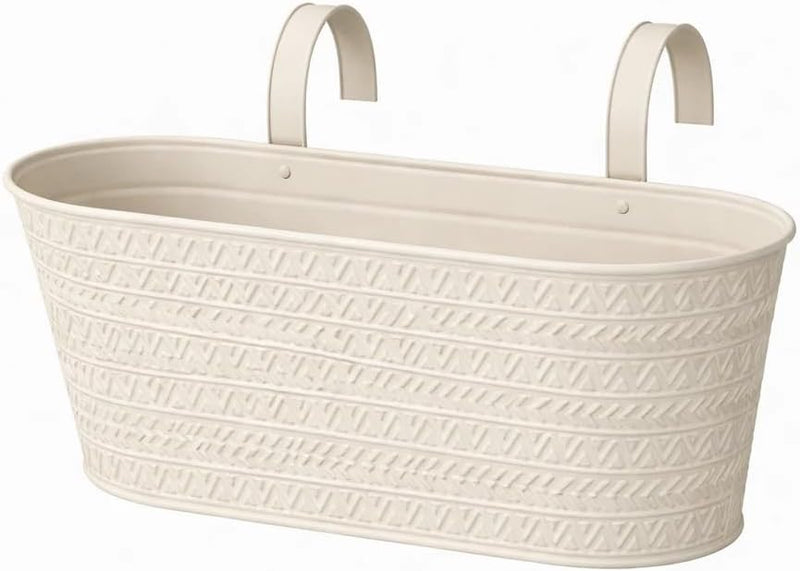 12 Inch Hanging Garden Planter Window Box with Hooks Ivory