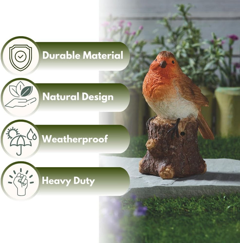 Solar Singing Robin Garden Ornament with Bird Sound