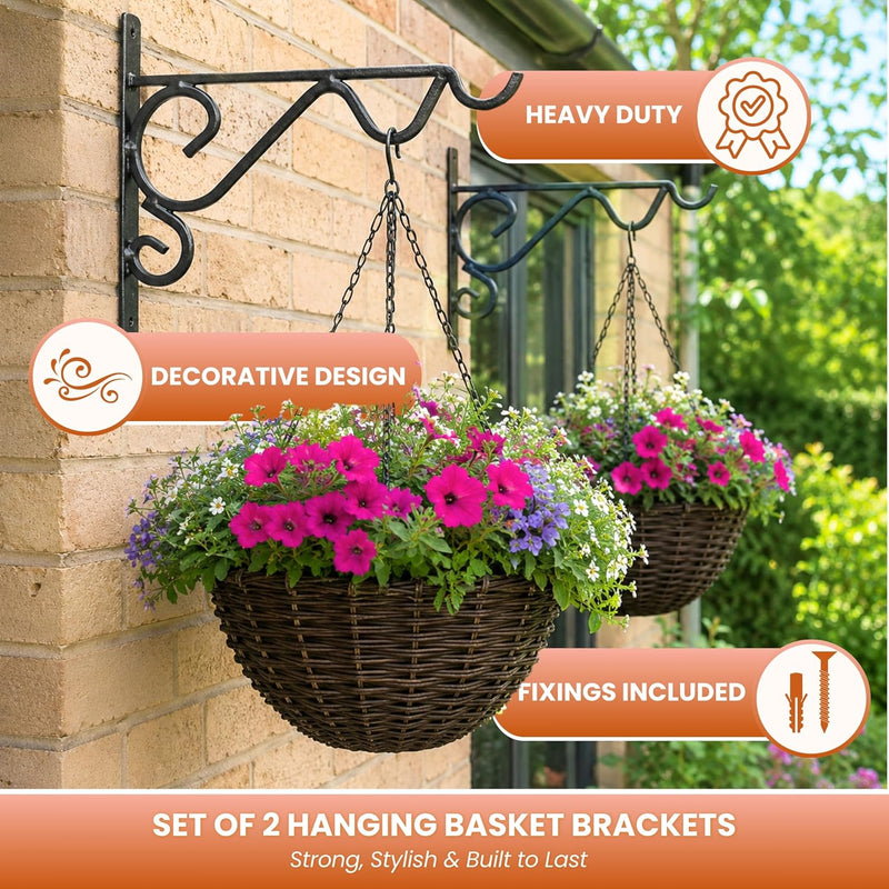2 Pack Heavy Duty Hanging Basket Brackets 14/17"