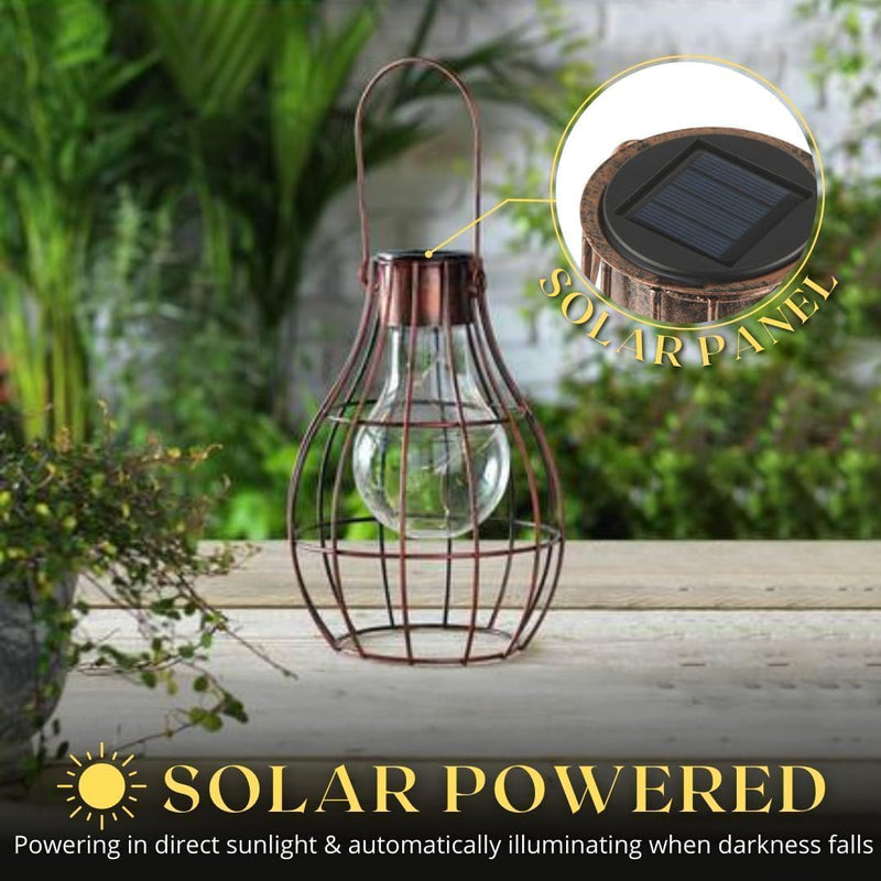 Solar Copper Firefly Lantern with LED Lights Hanging Garden Lantern