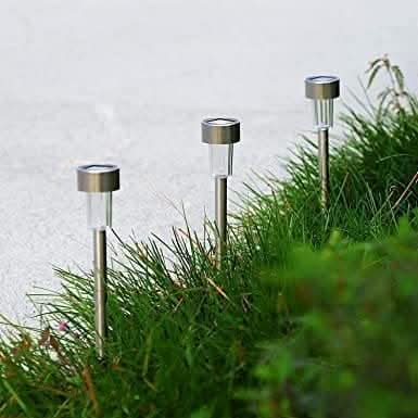 10pc Stainless Steel Colour Changing Solar Stake Lights