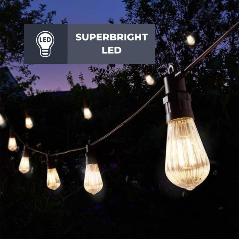 9.5m Mains Powered LED Festoon String Lights Warm White