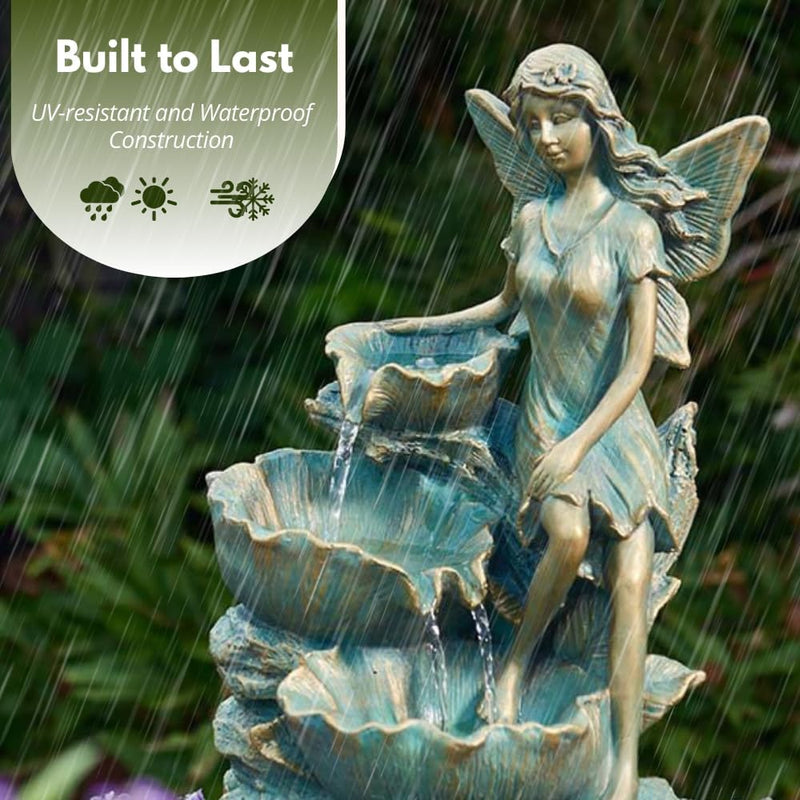 Solar Fairy Falls Cascade Water Fountain Garden Feature