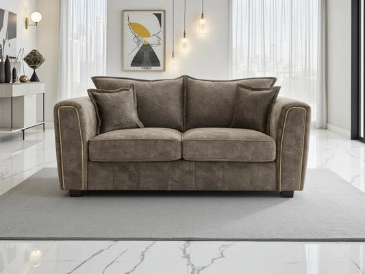 Serena 2 Seater Sofa: Modern Quilted Design, Chic Metal Trim Accents