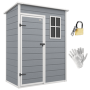 Outsunny 5' x 3' Garden Shed w/ Floor, Lockable Door, Window and Vent, Grey - InStock