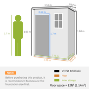 Outsunny 5' x 3' Garden Shed w/ Floor, Lockable Door, Window and Vent, Grey - InStock