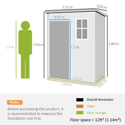 Outsunny 5' x 3' Garden Shed w/ Floor, Lockable Door, Window and Vent, Grey - InStock