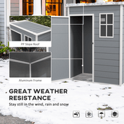Outsunny 5' x 3' Garden Shed w/ Floor, Lockable Door, Window and Vent, Grey - InStock