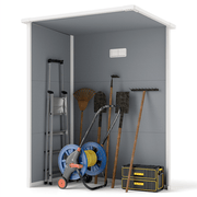 Outsunny 5' x 3' Garden Shed w/ Floor, Lockable Door, Window and Vent, Grey - InStock