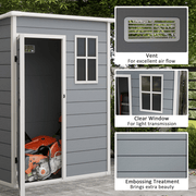 Outsunny 5' x 3' Garden Shed w/ Floor, Lockable Door, Window and Vent, Grey - InStock