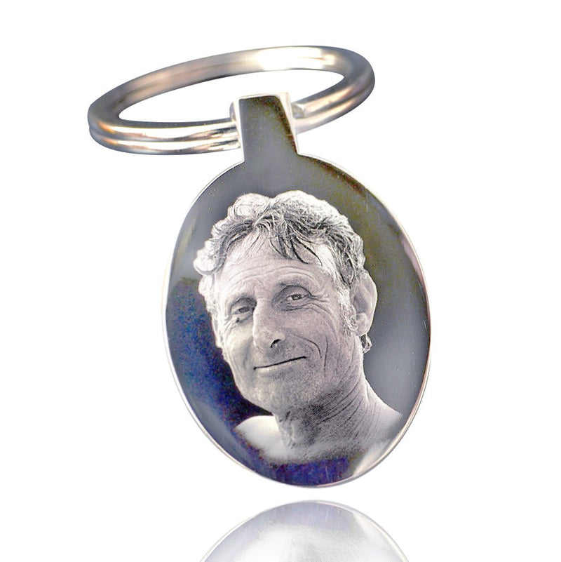 Engraved Photo Keychain – Stainless Steel Double-Sided Metal Keyring Gift