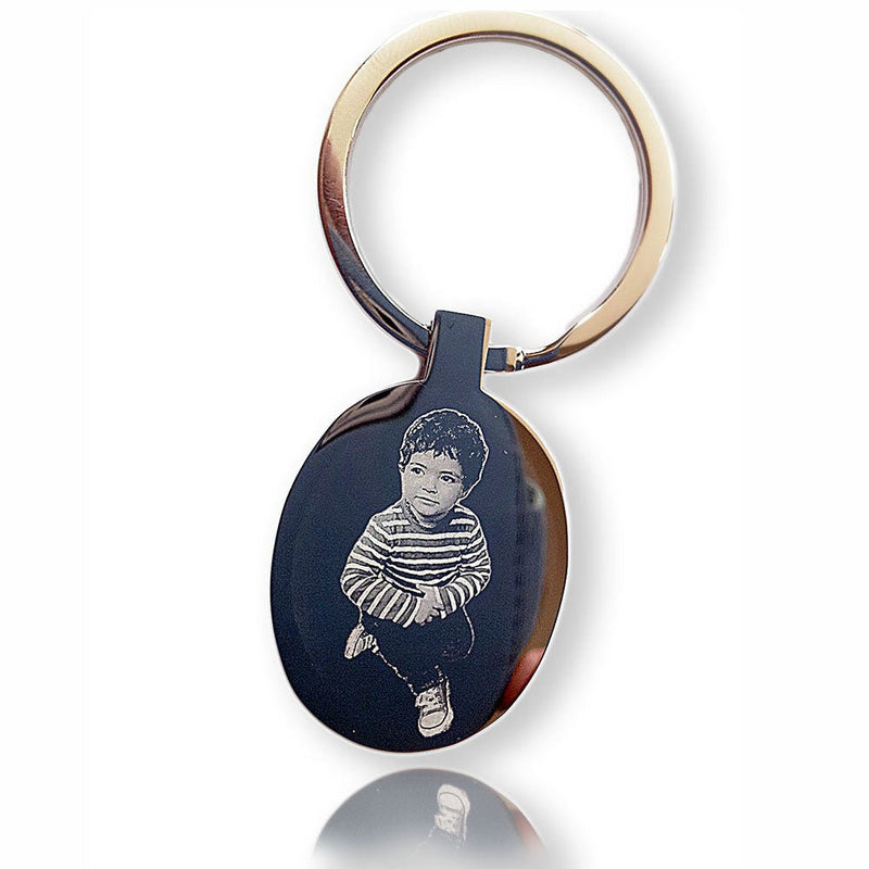 Engraved Photo Keychain – Stainless Steel Double-Sided Metal Keyring Gift