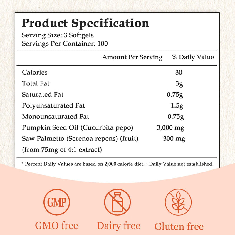 Ovela Pumpkin Seed Oil Capsules 3000mg + Saw Palmetto – Hair Growth Support