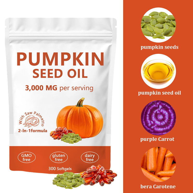 Ovela Pumpkin Seed Oil Capsules 3000mg with Saw Palmetto | Non-GMO, Gluten-Free