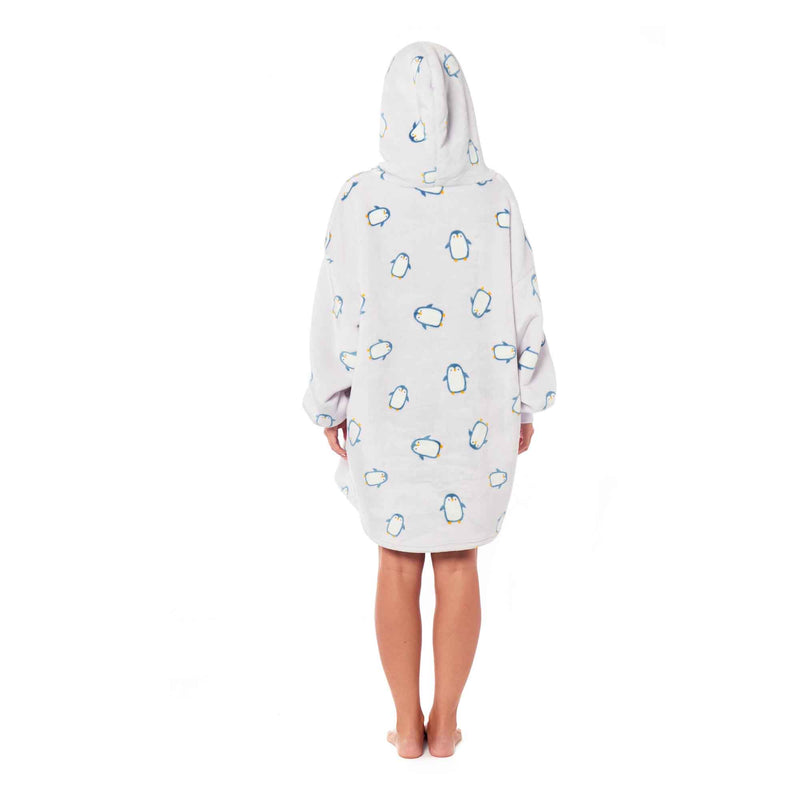 Oversized Penguin Hooded Blanket Ultra Soft Sherpa Fur Lining Big Hoodie Sweatshirt Plush Flannel Fleece Loungewear for Adults and Kids by Daisy Dreamer