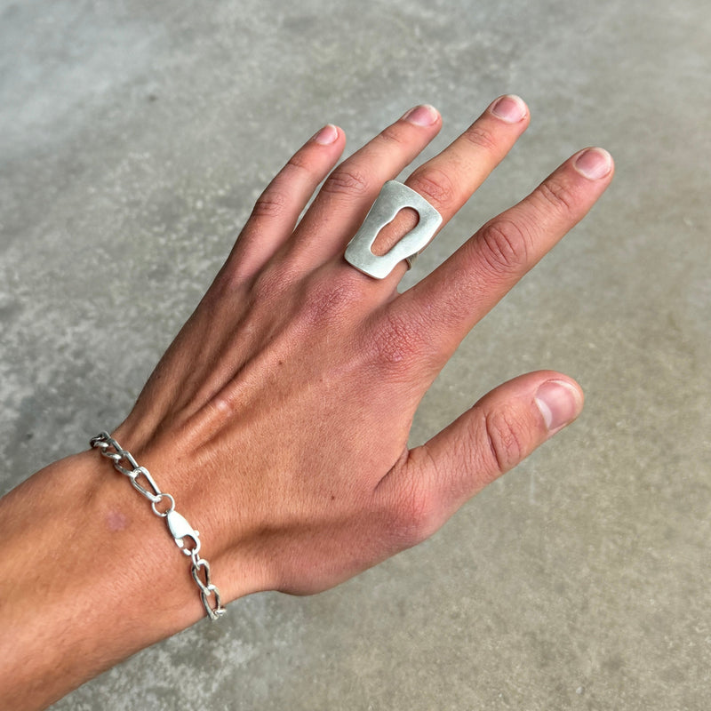Oversized Abstract Statement Silver Ring