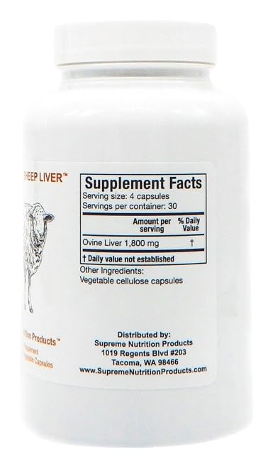 Grass Fed Sheep Liver Capsules – 120 Count (Pack of 2) | Supreme Nutrition