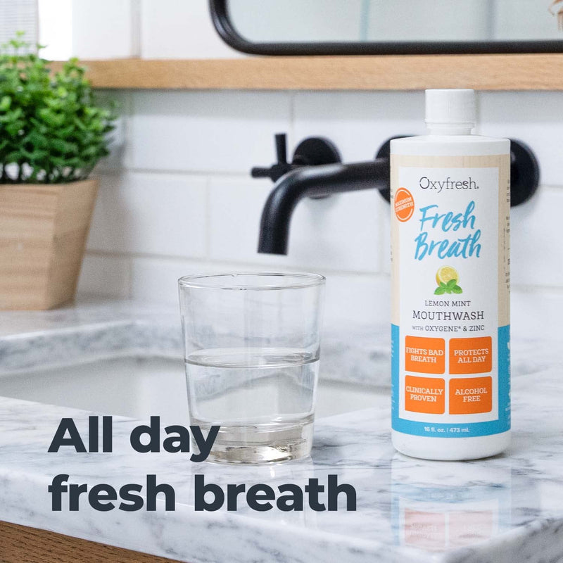 Oxyfresh Lemon Mint Mouthwash – SLS & Fluoride Free, Alcohol Free | 16 Fl Oz