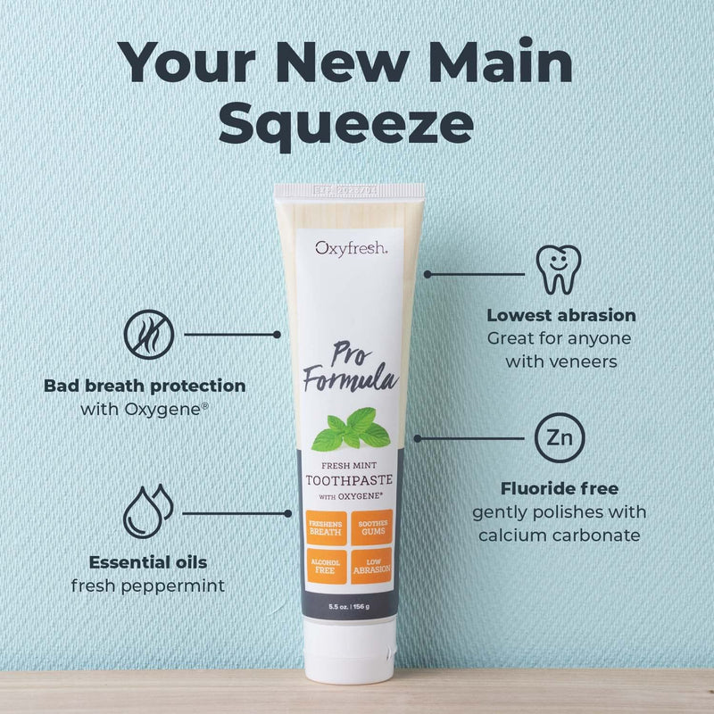 Oxyfresh Pro Formula Fresh Mint Toothpaste – Gentle Low Abrasion, Fluoride-Free, 5.5 oz Pack of 2