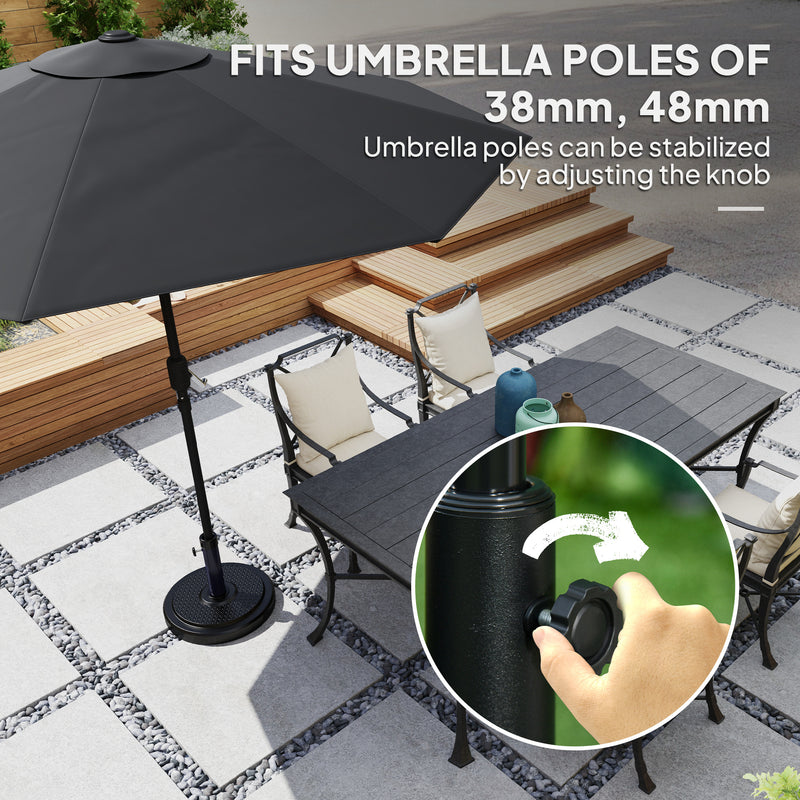Outsunny 22kg Garden Parasol Base, Round HDPE Sun Umbrella Base, Black