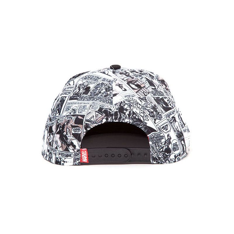 MARVEL COMICS Logo and Comic Pattern Snapback Baseball Cap